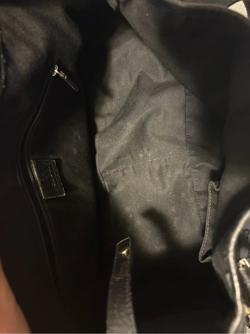 Gucci Black Monogram Shoulder Bag with Gold-Tone Hardware